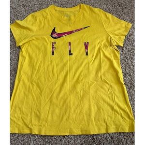 Nike Women's Yellow 'Fly' Graphic Tee size large